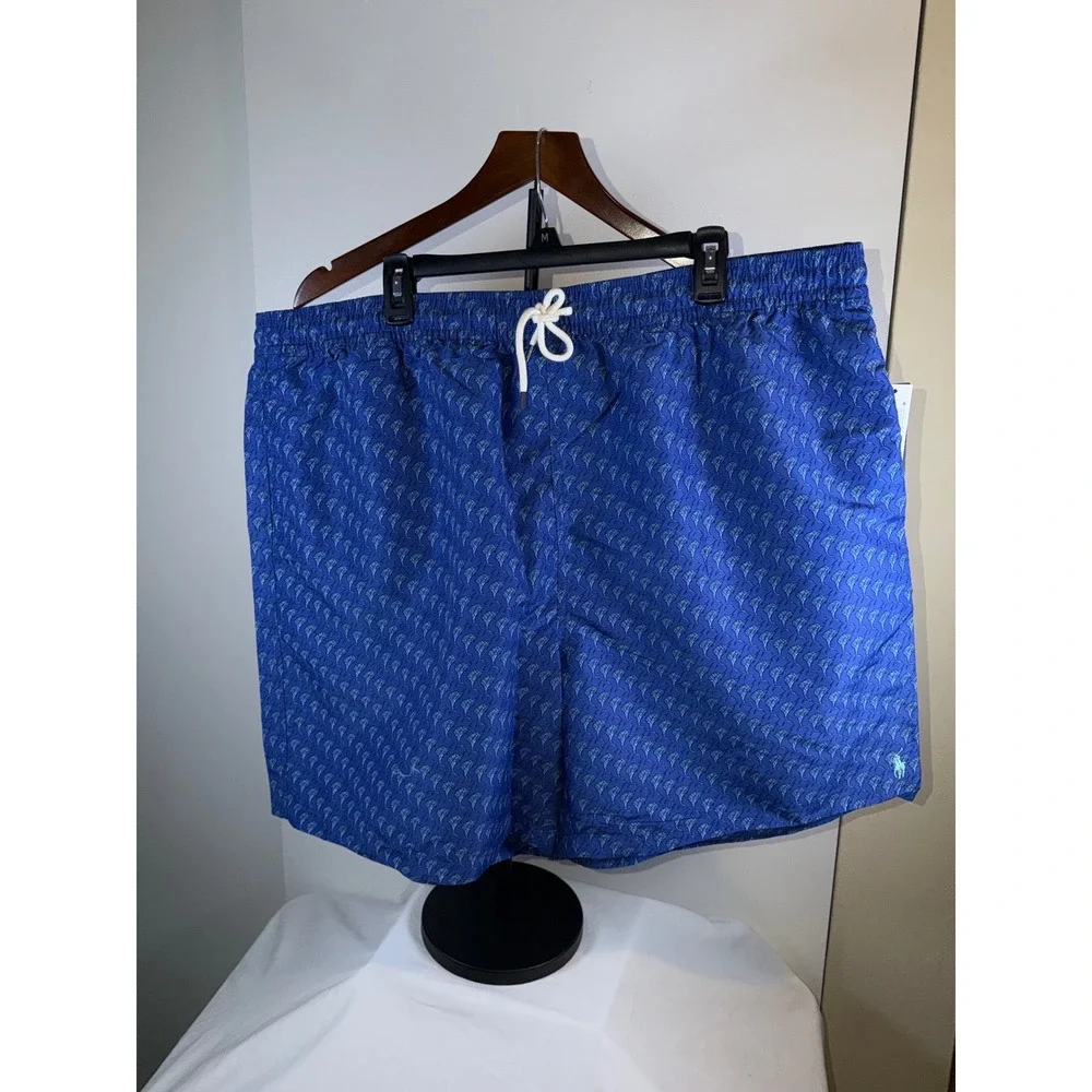 Polo Ralph Lauren Swim Trunks Mens 3XLT Blue Marlin Fish Print Board Shorts